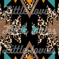 Leopard teal tribal Fabric PREORDER
