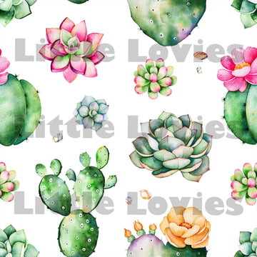 Pastel Succulents Fabric PREORDER